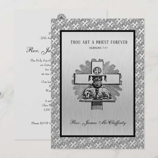 Uitnodiging katholieke priesterbevel Jubileum (Voorkant / Achterkant)