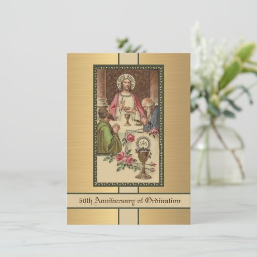 Uitnodiging katholieke priesterbevel Jubileum (Staand voorkant)