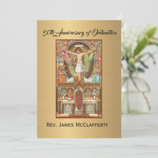 Uitnodiging katholieke priesterbevel Jubileum (Staand voorkant)