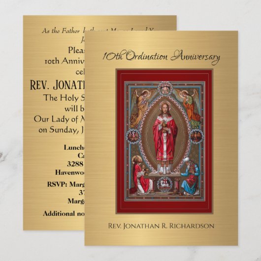 Uitnodiging katholieke priesterbevel Jubileum (Voorkant / Achterkant)