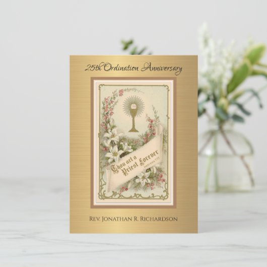 Uitnodiging katholieke priesterbevel Jubileum (Staand voorkant)