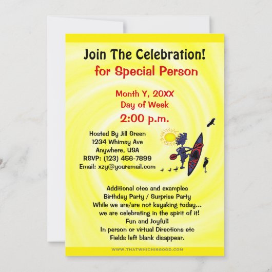 Uitnodiging Kayak Birds Fun Party (Achterkant)