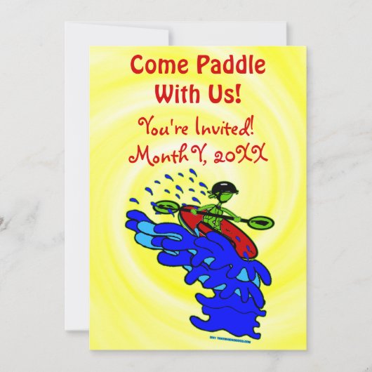 Uitnodiging Kayak Paddle Pretfeest (Voorkant)