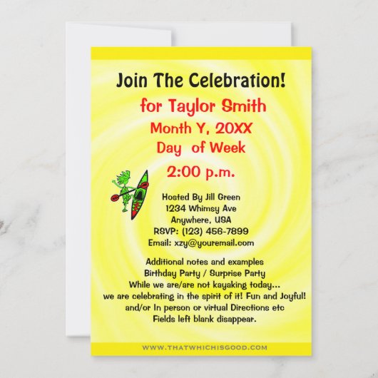 Uitnodiging Kayak Thageparty (Achterkant)