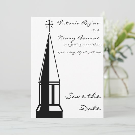 Uitnodiging Kerk Toren Save the Date (Staand voorkant)