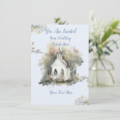 Uitnodiging kerkelijke bruiloft (Staand voorkant)
