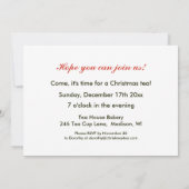 Uitnodiging Kerst Tea Party, koekjes, pijnboomzeme (Achterkant)