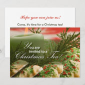 Uitnodiging Kerst Tea Party, koekjes, pijnboomzeme (Voorkant / Achterkant)