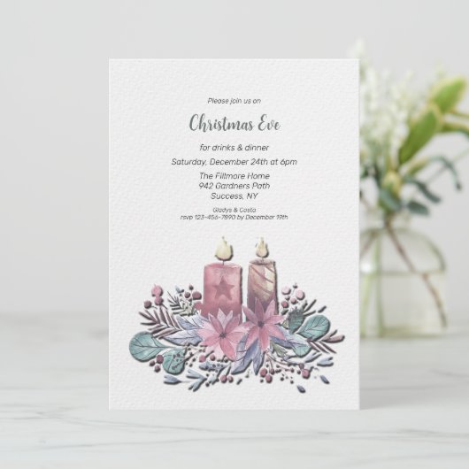 Uitnodiging kerstavond (Staand voorkant)