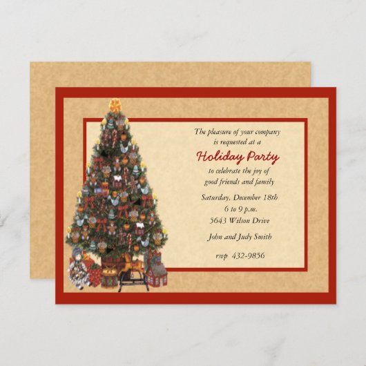 Uitnodiging kerstboomfeest (Voorkant / Achterkant)