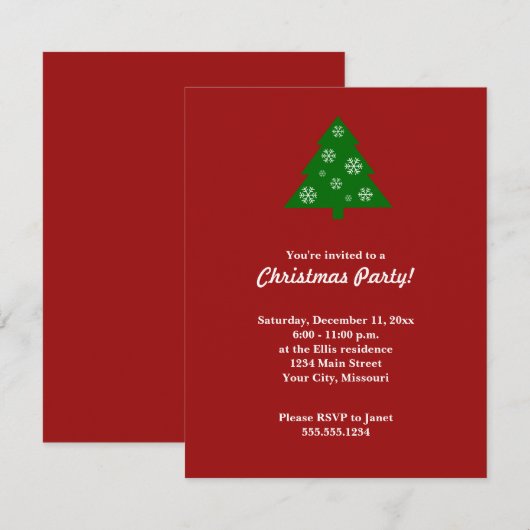 Uitnodiging kerstboomfeest (Voorkant / Achterkant)