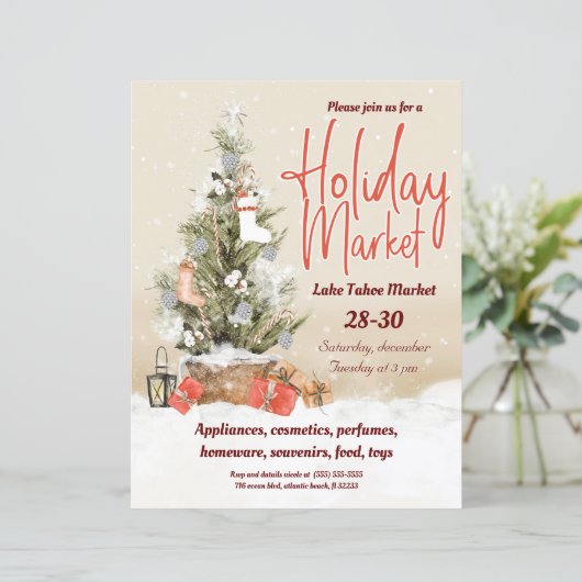 Uitnodiging kerstboomvakantie (Staand voorkant)