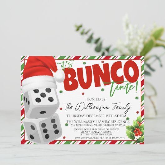 Uitnodiging kerstBunco Night (Staand voorkant)