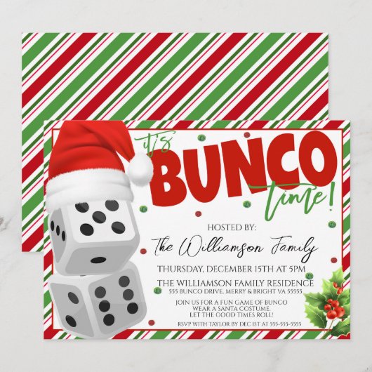 Uitnodiging kerstBunco Night (Voorkant / Achterkant)