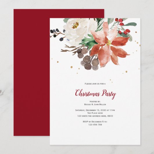 Uitnodiging kerstfeest, Elegant, Vakantie (Voorkant / Achterkant)