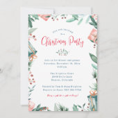 Uitnodiging kerstfeest - Gift, Berries, Holly (Voorkant)