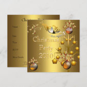 Uitnodiging Kerstfeest Goud Kerstmis (Voorkant / Achterkant)