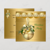 Uitnodiging Kerstfeest Gouden Ballen (Voorkant / Achterkant)