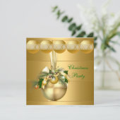Uitnodiging Kerstfeest Gouden Ballen (Staand voorkant)