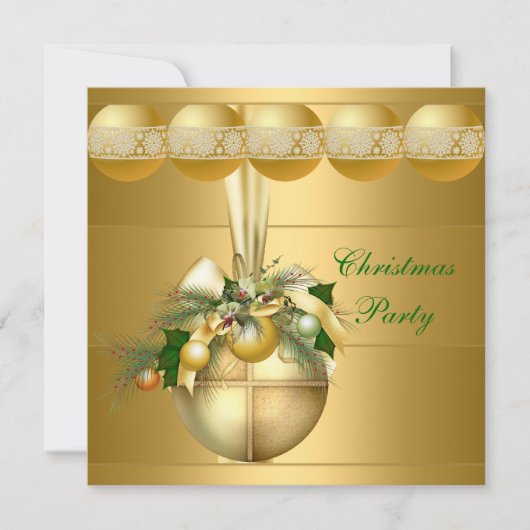 Uitnodiging Kerstfeest Gouden Ballen (Voorkant)