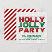 Uitnodiging kerstfeest | Holly Jolly Party (Voorkant / Achterkant)