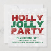 Uitnodiging kerstfeest | Holly Jolly Party (Voorkant)