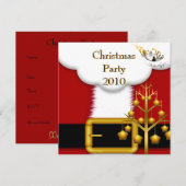 Uitnodiging Kerstfeest Kerstman Pak Rood Kerstmis (Voorkant / Achterkant)