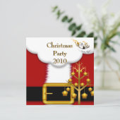 Uitnodiging Kerstfeest Kerstman Pak Rood Kerstmis (Staand voorkant)