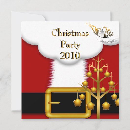 Uitnodiging Kerstfeest Kerstman Pak Rood Kerstmis (Voorkant)