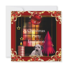 Uitnodiging Kerstfeest Rode Hond Dalmation