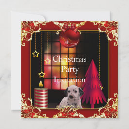 Uitnodiging Kerstfeest Rode Hond Dalmation