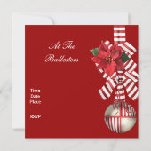Uitnodiging Kerstfeest Rood Witte Candy Streep Boo (Achterkant)