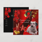 Uitnodiging Kerstfeest Xmas Hond Hoed (Voorkant / Achterkant)