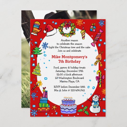 Uitnodiging kerstfeestdag (Voorkant / Achterkant)