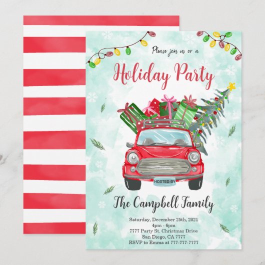 Uitnodiging kerstfeestdag (Voorkant / Achterkant)