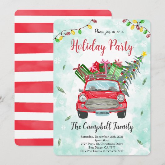 Uitnodiging kerstfeestdag (Voorkant / Achterkant)