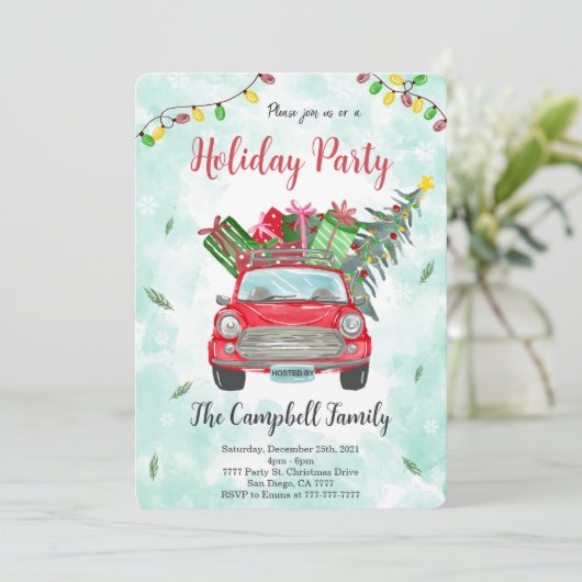 Uitnodiging kerstfeestdag (Staand voorkant)