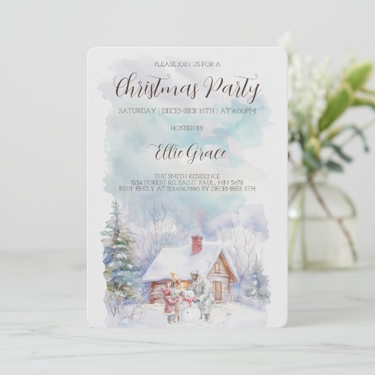 Uitnodiging kerstfeestdag (Staand voorkant)