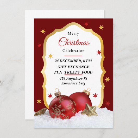 Uitnodiging kerstfeestdag (Voorkant / Achterkant)