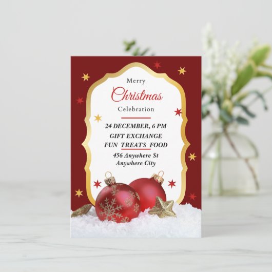 Uitnodiging kerstfeestdag (Staand voorkant)