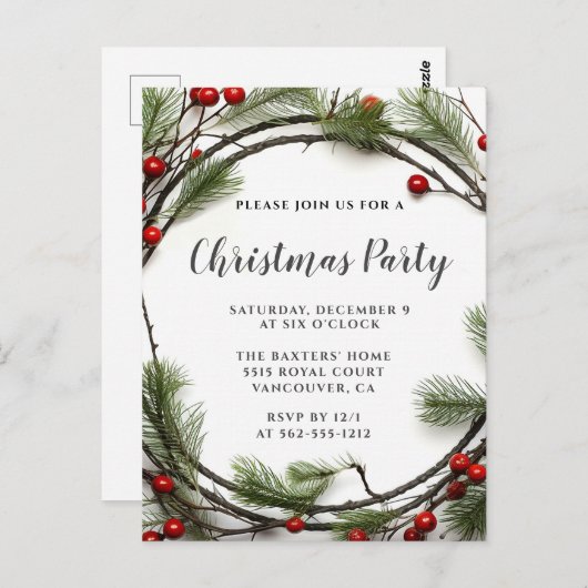 Uitnodiging kerstfeestdag (Voorkant / Achterkant)