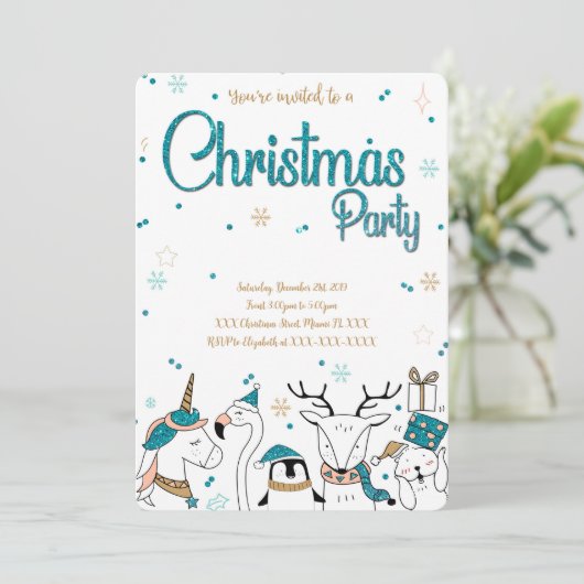 Uitnodiging kerstfeestdag (Staand voorkant)