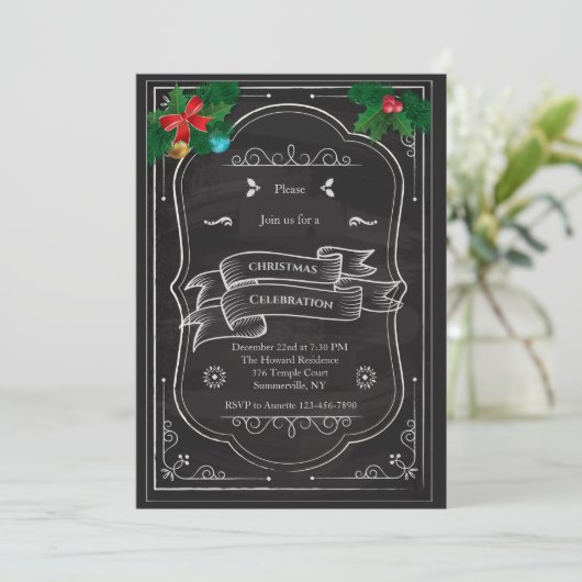 Uitnodiging kerstfeestdag (Staand voorkant)