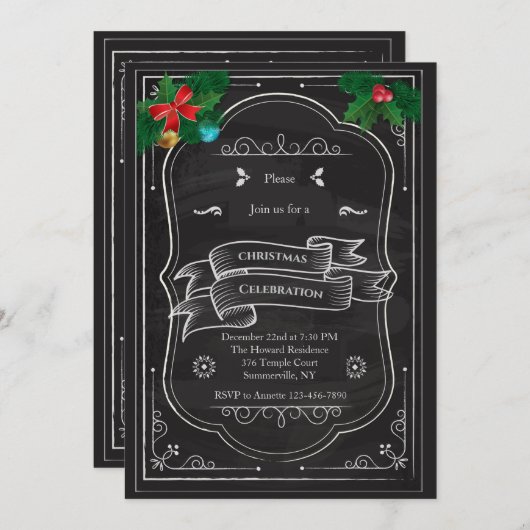 Uitnodiging kerstfeestdag (Voorkant / Achterkant)