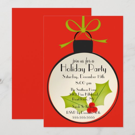 Uitnodiging kerstfeestdag (Voorkant / Achterkant)