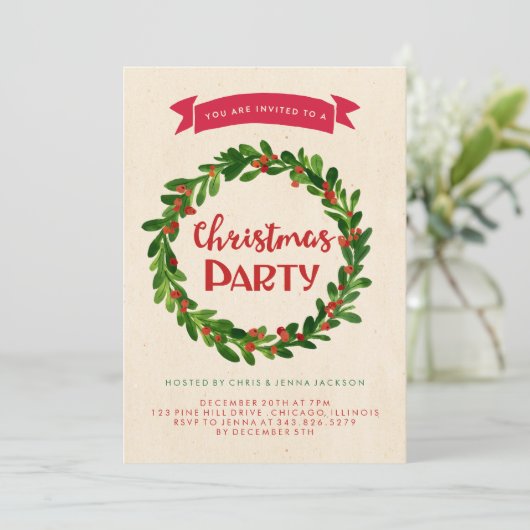 Uitnodiging kerstfeestdag (Staand voorkant)