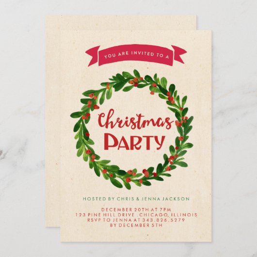 Uitnodiging kerstfeestdag (Voorkant / Achterkant)