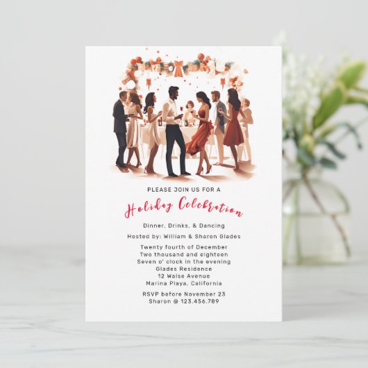 Uitnodiging kerstfeestdag (Staand voorkant)