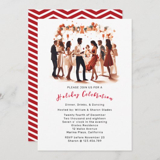 Uitnodiging kerstfeestdag (Voorkant / Achterkant)