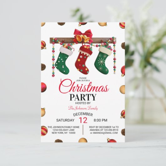 Uitnodiging kerstfeestdag (Staand voorkant)